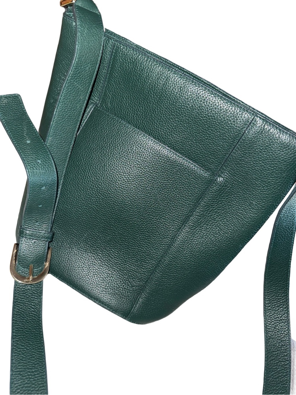 Nordstrom Loraine Genuine Emerald Green Leather Bucket Hobo Bag Adjustable Strap